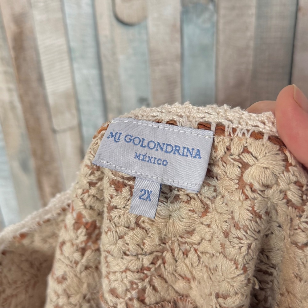 Mi Golondrina Mexico Hand Embroidered Floral Mini A Line Dress Rust 2X XXL XL - Picture 6 of 6